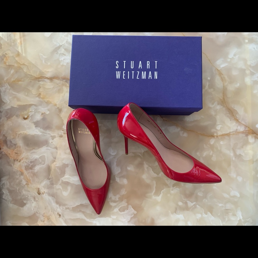 Stuart Weitzman Red Patent Leather heel pump